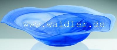 Milchglasschale Flower blau/weiß